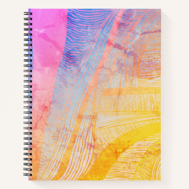 Lila und gelbes Wave SpiralNotebook Notizbuch (Vorderseite)