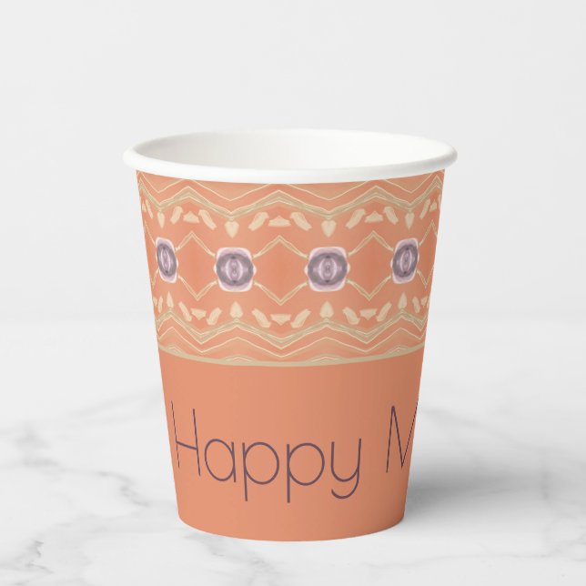 Lila und Gemustert Pappbecher (Vorderseite)