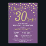 Lila und Gold 30. GeburtstagsDiamant Einladung<br><div class="desc">30. Geburtstag Einladung mit Lila und Gold Glitzer Diamond Hintergrund. Gold Confetti. Erwachsener Geburtstag. Männer oder Frauen zum Geburtstag.
Für weitere Anpassungen klicken Sie bitte auf die Schaltfläche "Anpassen" und verwenden Sie unser Designwerkzeug,  um diese Vorlage zu ändern.</div>