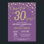 Lila und Gold 30. GeburtstagsDiamant Einladung<br><div class="desc">30. Geburtstag Einladung mit Lila und Gold Glitzer Diamond Hintergrund. Gold Confetti. Erwachsener Geburtstag. Männer oder Frauen zum Geburtstag.
Für weitere Anpassungen klicken Sie bitte auf die Schaltfläche "Anpassen" und verwenden Sie unser Designwerkzeug,  um diese Vorlage zu ändern.</div>