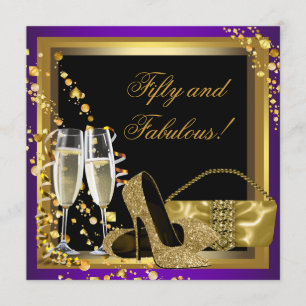 Lila und Gold 50. Geburtstagsparty Einladung