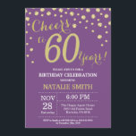 Lila und Gold 60. Geburtstag Diamond Einladung<br><div class="desc">60. Geburtstag Einladung mit Lila und Gold Glitzer Diamond Hintergrund. Gold Confetti. Erwachsener Geburtstag. Männer oder Frauen zum Geburtstag.
Für weitere Anpassungen klicken Sie bitte auf die Schaltfläche "Anpassen" und verwenden Sie unser Designwerkzeug,  um diese Vorlage zu ändern.</div>