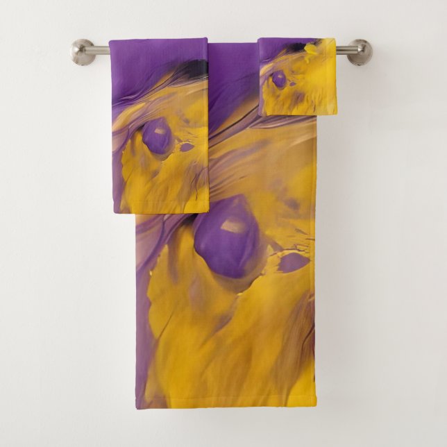 Lila und Gold abstrakt Badhandtuch Set (Insitu)