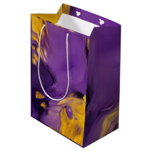 Lila und Gold abstrakt Mittlere Geschenktüte