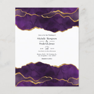 Lila und Gold Achat Hochzeitseinladung Flyer