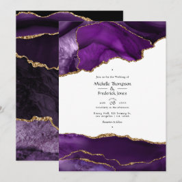 Lila und Gold Agate Hochzeit Einladung