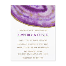 Lila und Gold Agate Hochzeitseinladung