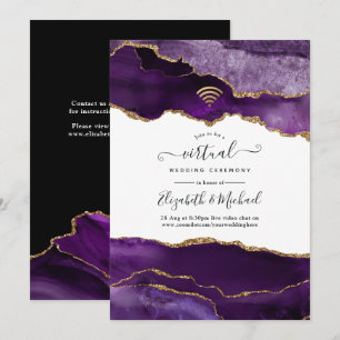 Lila und Gold Agate Virtual Wedding Einladung