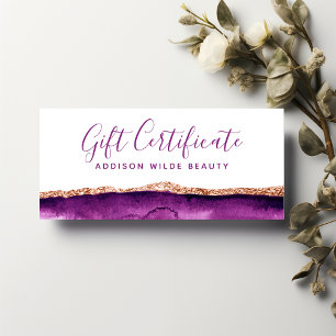 Lila und Gold Aquarell-Geschenkgutschein