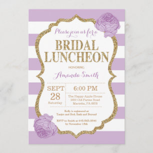Lila und Gold Bridal Luncheon Einladung Glitzer