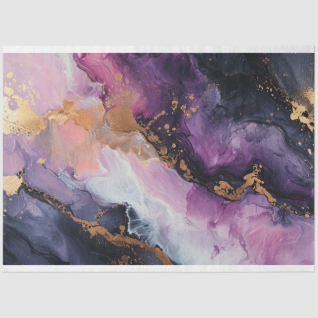 Lila und Gold-Decoupage Seidenpapier (Vorderseite)