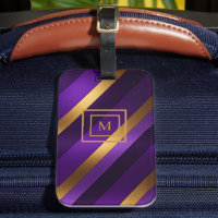 Lila und Gold Diagonal gestreift Mit Monogramm