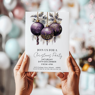 Lila und Gold elegante Weihnachtsfeier  Einladung