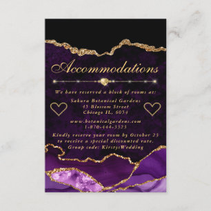 Lila und Gold Faux Glitter Achat Gestaltung Begleitkarte