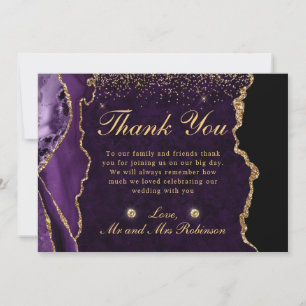 Lila und Gold Faux Glitter Achat Hochzeit Dankeskarte