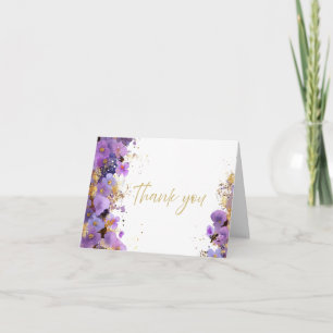 Lila und Gold Floral Bat Mitzwa Dankeskarte