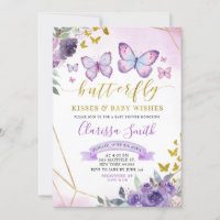 Lila und Gold Floral Butterfly Baby Dusche