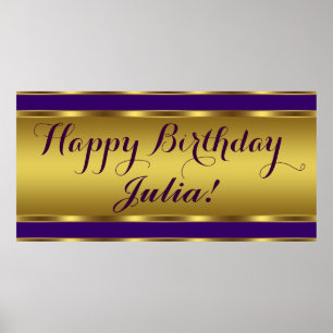 Lila und Gold Geburtstagsfeier Poster