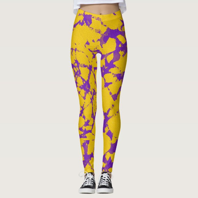 Lila und Gold-Gefärbte Krawatte Leggings (Vorderseite)