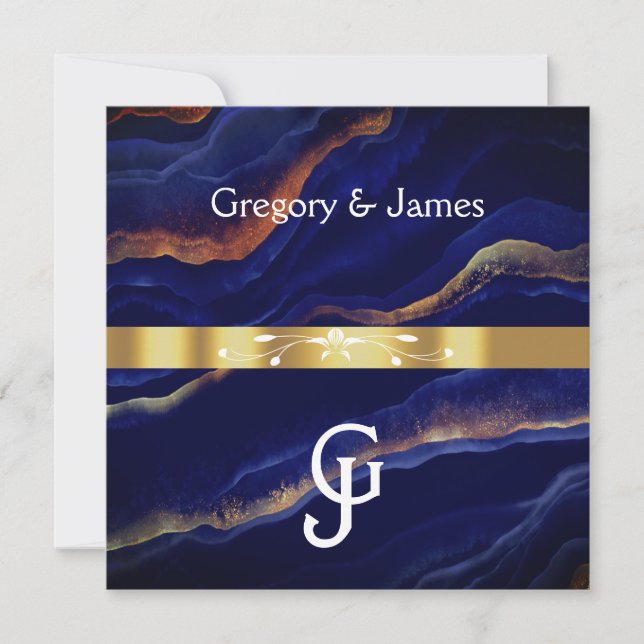 Lila und Gold Geode Agate Wedding Einladung (Vorderseite)