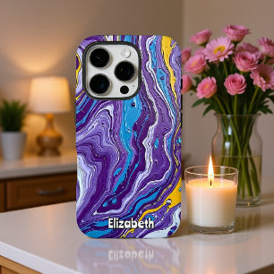 Lila und Gold Geode Flow iPhone 16 Pro Hülle