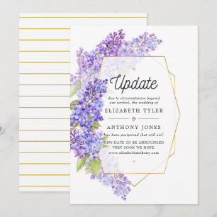 Lila und Gold geometrische Herbarium-Hochzeitsankü Einladung