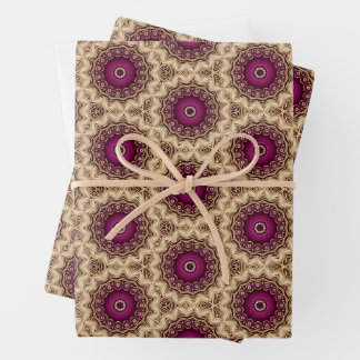 Lila und Gold Geschenkpapier. Geschenkpapier Set