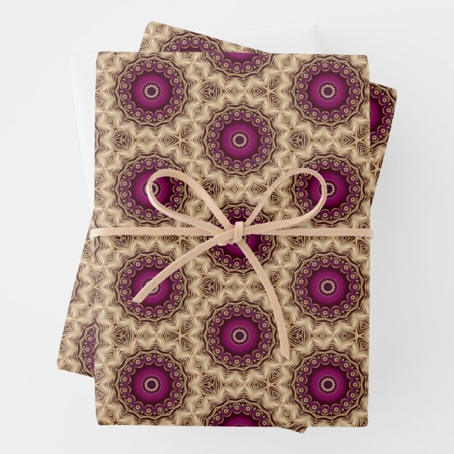 Lila und Gold Geschenkpapier. Geschenkpapier Set (Beispiel)