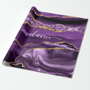 Lila und Gold Geschenkpapier Personalisierter Name