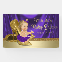 Lila und Gold Girl Baby Dusche Banner