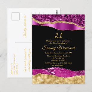 Lila und Gold Glam Tears Geburtstagsfeier Postkarte
