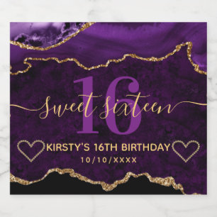 Lila und Gold Glitter Agate Murmel Sweet Sixteen
