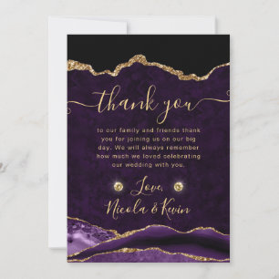 Lila und Gold Glitzer Agate Wedding Dankeskarte