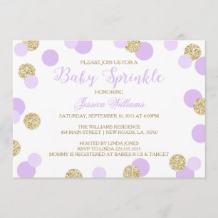 Lila und Gold Glitzer Baby Sprinkle Einladungen