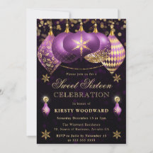 Lila und Gold Glitzer Baubles 16 . Geburtstag
