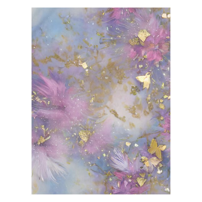 Lila und Gold Glitzer Storm Fantasy Tischdecke (Vorderseite)