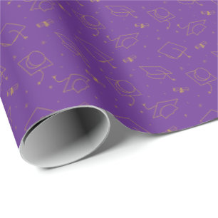 Lila und Gold-Graduierungsfehler Geschenkpapier