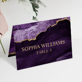 Lila und Gold Hochzeitskarte Tischnummer