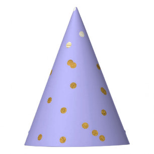 Lila und Gold Konfetti Punkte Moderne Glamour Eleg Partyhütchen
