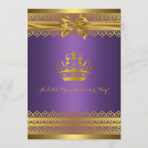 Lila und Gold Krone Baby Shower Einladung