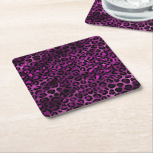 Lila und Gold Leopard Serie Design 3 Rechteckiger Pappuntersetzer