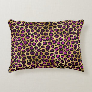 Lila und Gold Leopard Serie Design 4 Dekokissen