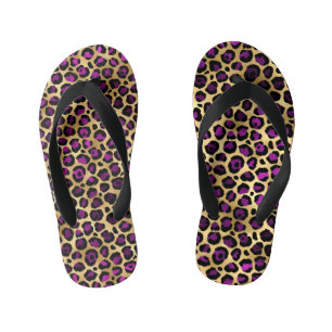 Lila und Gold Leopard Serie Design 4 Kinderbadesandalen