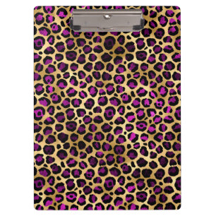 Lila und Gold Leopard Serie Design 4 Klemmbrett