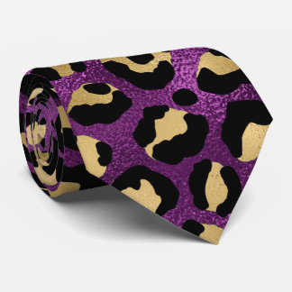 Lila und Gold Leopardenprint Krawatte