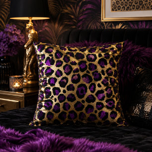 Lila und Gold Leopardenprint Tiermuster Kissen
