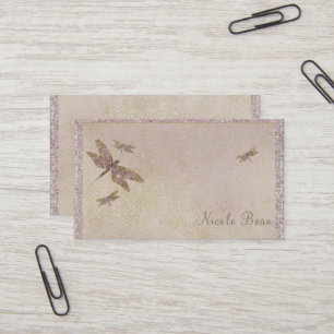 Lila und Gold Libellen Libelle Glamour Glanz Visitenkarte