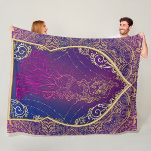 Lila und Gold Marokkanischer Arabischer Bauchtanz Fleecedecke