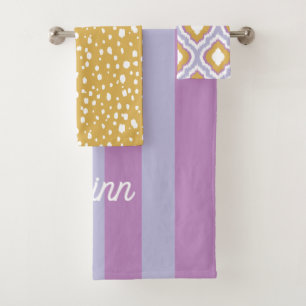 Lila und Gold Mix and Match Monogramm Badhandtuch Set