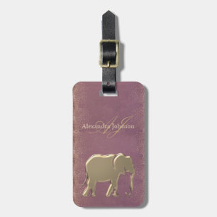 Lila und Gold monogrammiert Gepäckanhänger
